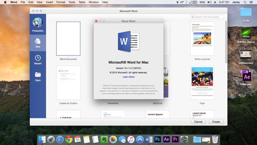 word for mac 2016 what version